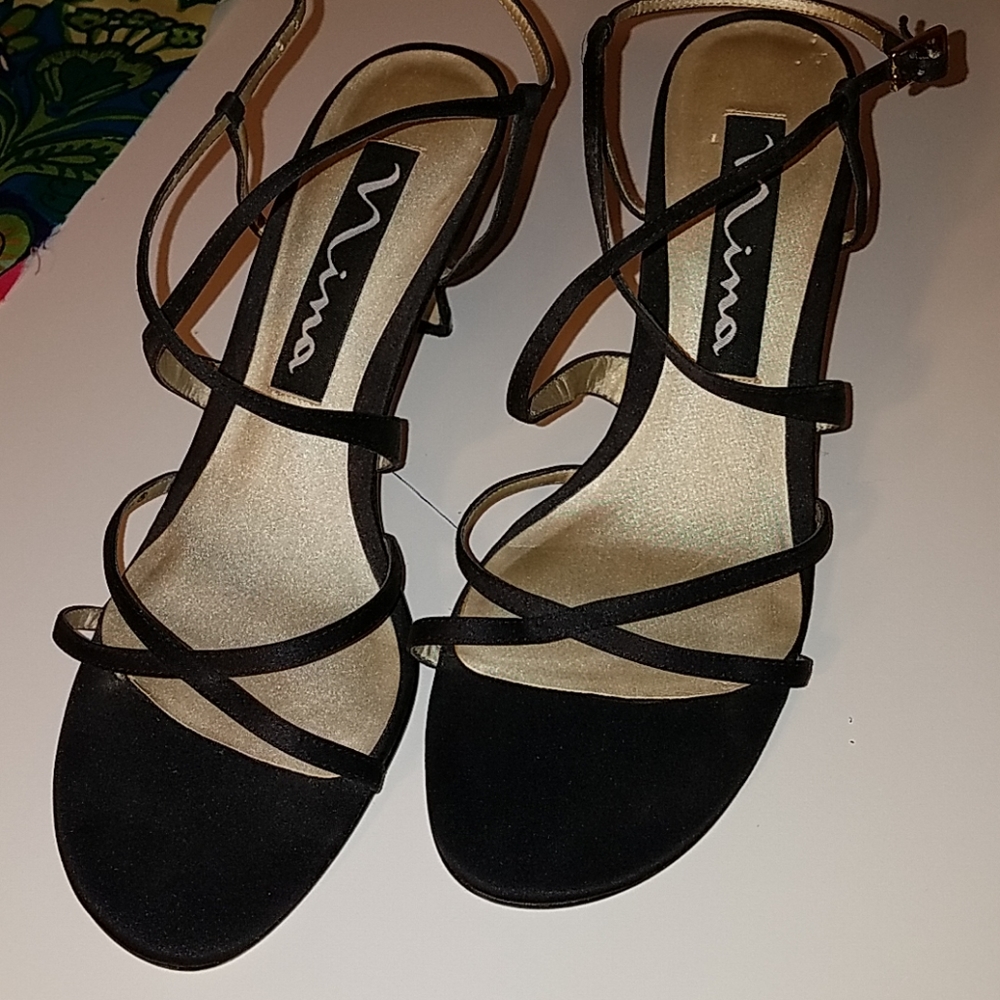 Beautiful Black Satin Sandals